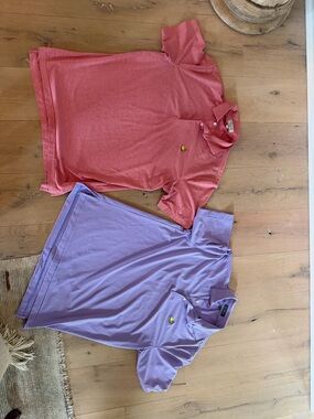 Pair of Striped & Solid Polo Shirts - Pink and Lavender 

Masters Peter Millar